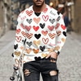 thumbnail image 1 of AOOCHASLIY Men Shirt for Valentine Gift New Valentine's Day Men's Printed Long Sleeve T-shirt Loose Round Neck Undercoat Top Blouses &, 1 of 5