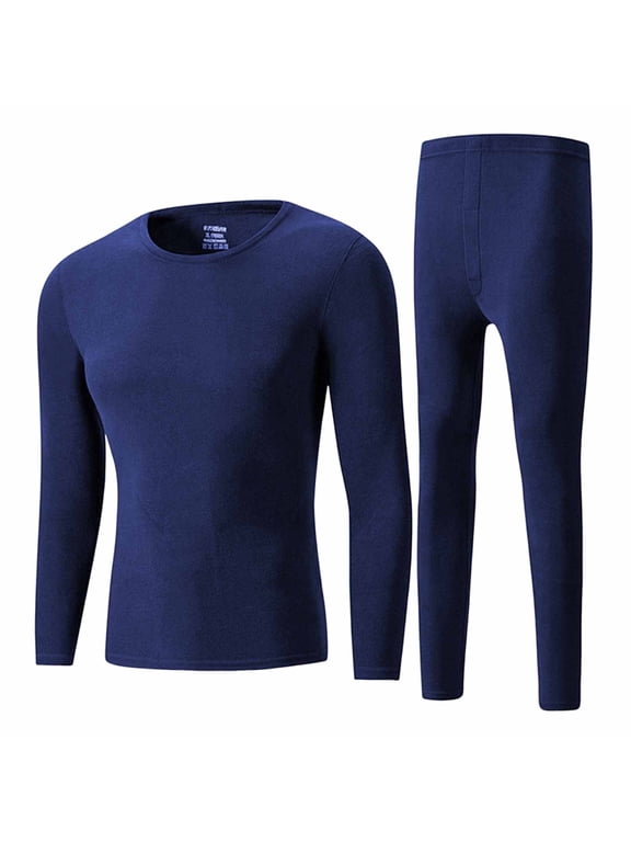 Men's Thermal Base Layer Set Merino Wool High Elastic Warm Round Neck Long Sleeve Compression Underwear