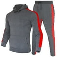 thumbnail image 1 of AOOCHASLIY Mens Sweat Suits Sets Clothes Jogging Suits Colorblock Striped Long Sleeve Pocket Hooded Pullover Sports Sweatshirt Top + Pants Set, 1 of 3