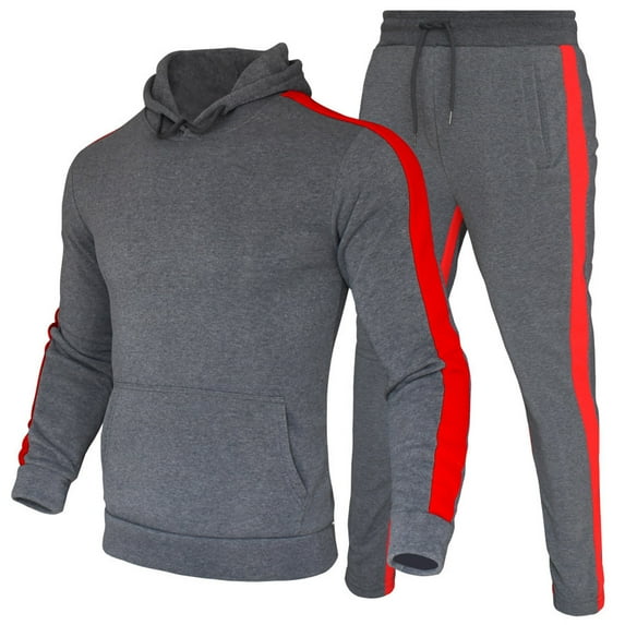 AOOCHASLIY Mens Sweat Suits Sets Clothes Jogging Suits Colorblock Striped Long Sleeve Pocket Hooded Pullover Sports Sweatshirt Top + Pants Set