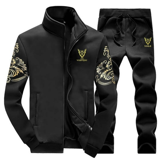 AOOCHASLIY Mens Sweat Suits Sets Clothes Jogging Suits Winter Sport Wear Tracksuit Clothes Outfits Set Coat+Long Sweatpants