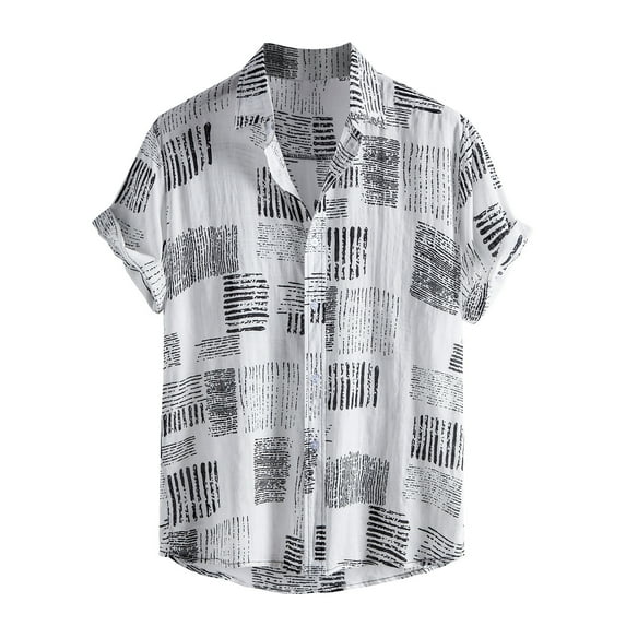 AOOCHASLIY Mens T-shirts Short Sleeve Clothes Men Hawaiian Short Sleeve Beach Shirt Printed Summer Casual Button Down Shirts