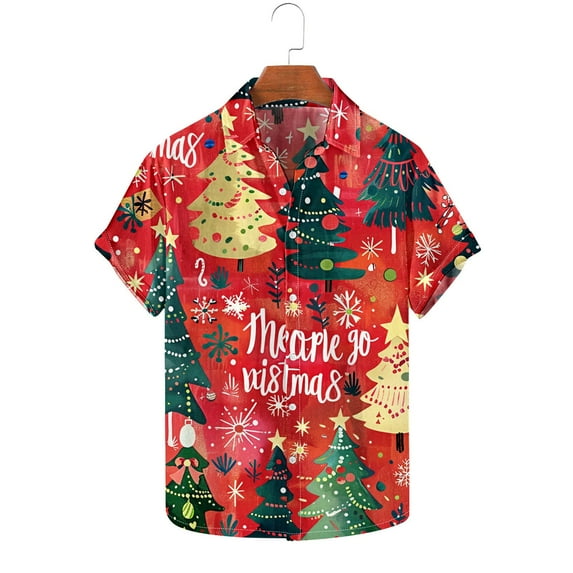 AOOCHASLIY Mens T-shirts Short Sleeve Men Hawaiian Short Sleeve Beach Shirt Printed Summer Casual Button Down Shirts