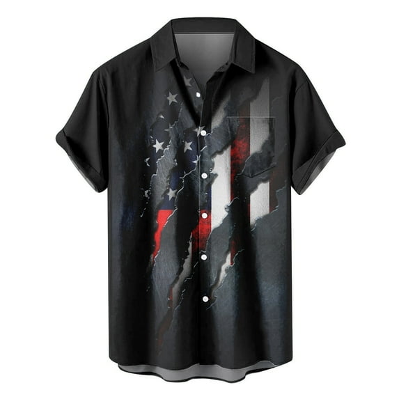 AOOCHASLIY Mens T-shirts Short Sleeve Clothes Men Hawaiian Short Sleeve Beach Shirt Printed Summer Casual Button Down Shirts