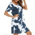 thumbnail image 1 of AOOCHASLIY Miss Dress Fall Clothes Women Spring/Summer Casual Short Sleeve Dress Loose Fitting Tie-dye Printed Button Up Nightgown Home Wear Dress, 1 of 9