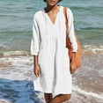 thumbnail image 1 of AOOCHASLIY Miss Dress Fall Clothes Womens Loose 3/4 Sleeve V-Neck Casual Dresses With Pocket, 1 of 6
