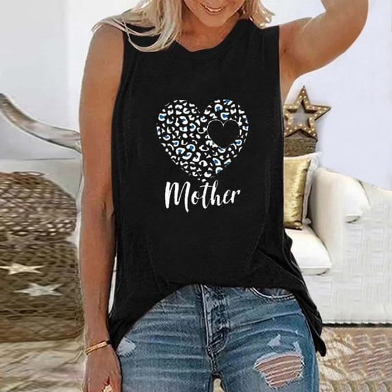 AOOCHASLIY Mother's Day Women Casual Vest Womens Sleeveless Tank Tops Printing Sleeveless Loose Vest Tops Best Gift for Lover