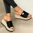 thumbnail image 1 of AOOCHASLIY Sandals Women Bowknot Beach Summer Slippers Platform Slope Heels Plus Size Shoes, 1 of 5