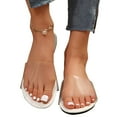 thumbnail image 1 of AOOCHASLIY Sandals Women Sandals Beach Open Toe Flat Slippers Transparent Fashion Colorful Chain Clear Slide Flip Flops Slip on Outdoor Beach, 1 of 1