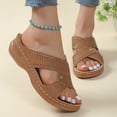 thumbnail image 1 of AOOCHASLIY Sandals Women Wedges Casual Shoes Solid Color Low-heeled Sandals Fashion Flip Flop Orthopedic Sandals, 1 of 5