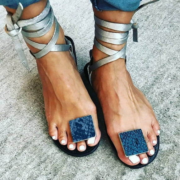 AOOCHASLIY Sandals Women's Breathable Snake Print Colorblock Strap Thong Flat Sandals