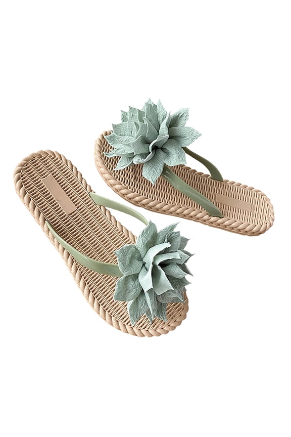 Sandals Women's Floral Applique Flat Sandals Summer Open Toe Strappy Slides Sandals