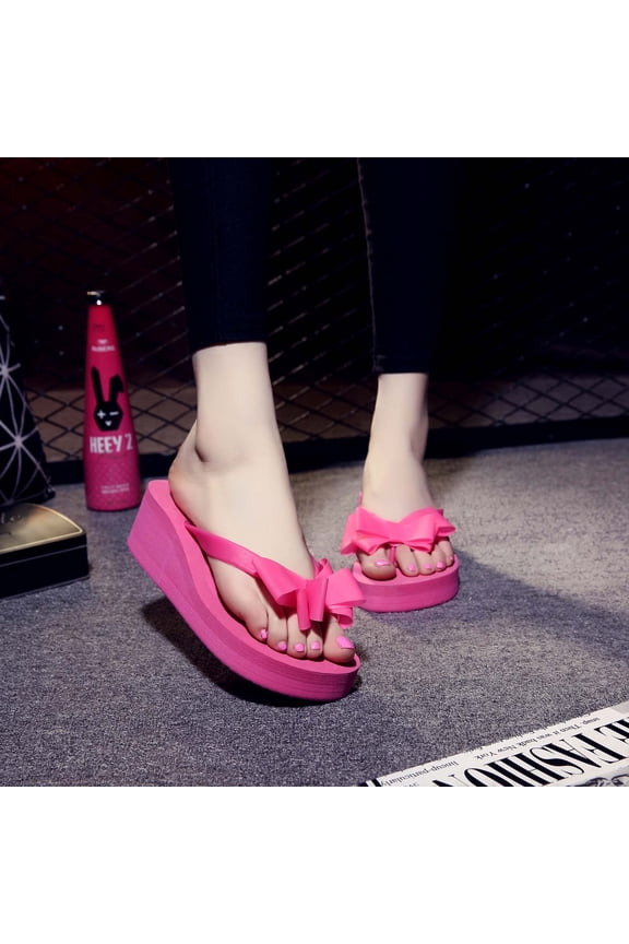 Sandals Women's Handmade Flowers Sandals Cute Slippers Non-Slip Flip Flops High-Heeled Slippers