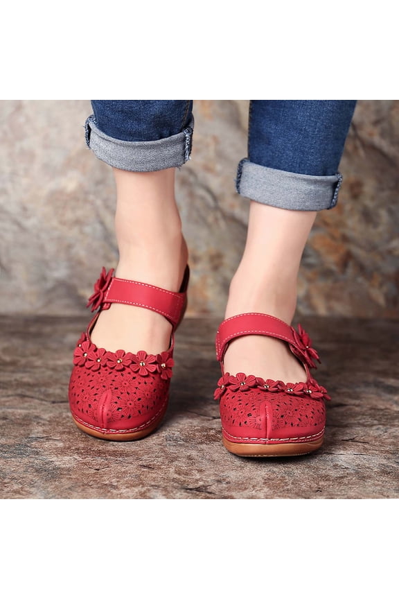 Sandals Women's Ladies Girl Comfortable Hollow Flowers Round Toe Sandals Soft Sole Shoes