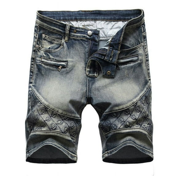 AOOCHASLIY Shorts Men Clearance Men's High-end Ripped Personality Camouflage Stitching Trend Denim Shorts