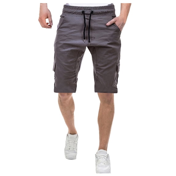 AOOCHASLIY Shorts Men Clothes Men's Sport Pure Color Bandage Casual Loose Sweatpants Drawstring Shorts Pant Christmas Casual