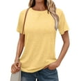 thumbnail image 1 of AOOCHASLIY Sport Clothes Clearaces Women's Casual Loose Elastic Yoga Tops Solid Colour Plunge Round Neck Short Sleeve T-Shirt Loose Top, 1 of 5