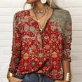 thumbnail image 1 of AOOCHASLIY Spring Saving Women Casual Printing Long Sleeve Buttons Slim Blouse T-shirt Tops, 1 of 5