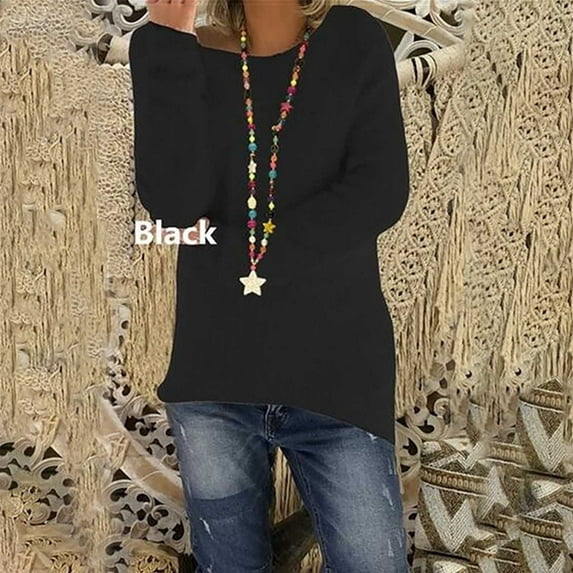 AOOCHASLIY Spring Saving Women Fashion Loose Plush Color Long Sleeves Sweater T-shirt Tops