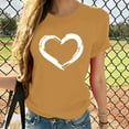 thumbnail image 1 of AOOCHASLIY Spring Saving Women Short Sleeves Crewneck Heart-shaped Print Casual Tops Blouse T-shirt, 1 of 5