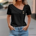 thumbnail image 1 of AOOCHASLIY Spring Saving Women's Loose Summer Casual Solid Color V-neck Short Sleeved T-shirt Top, 1 of 5