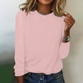 thumbnail image 1 of AOOCHASLIY Spring Saving Women's Summer Casual Long Sleeve Blouse Round Neck Tops T-Shirt, 1 of 1