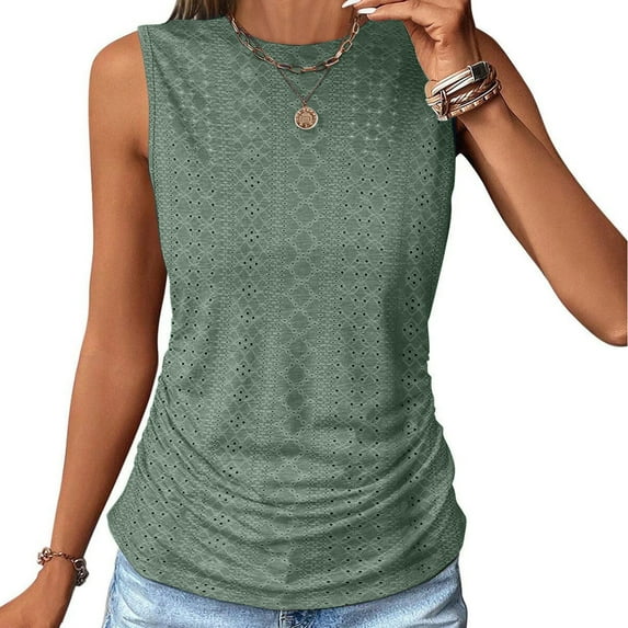 AOOCHASLIY Spring Saving Women's Summer Loose Casual Solid Round Neck Tank Top In Large Size