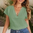 thumbnail image 1 of AOOCHASLIY Spring Saving Womens Casual Solid Color Round Neck Short Sleeve Loose Tops Blouses, 1 of 5