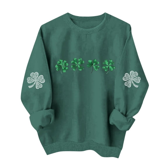 AOOCHASLIY St. Patrick's Day Sweatshirt for Women Green Casual Long Sleeve Crewneck Pullover Sweatshirts Loose Fit Tops
