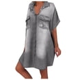 thumbnail image 1 of AOOCHASLIY Summer Clothes Womens Dresses Women's Plus Size Asymetric Denim Dresses Batwing Short Sleeve Knee Length Dress, 1 of 8