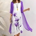 thumbnail image 1 of AOOCHASLIY Sun Dresses for Women Valentine's Day Women Casual Floral Print Round Neck Sleeveles Dress Solid Chiffon Two-Piece Set, 1 of 5
