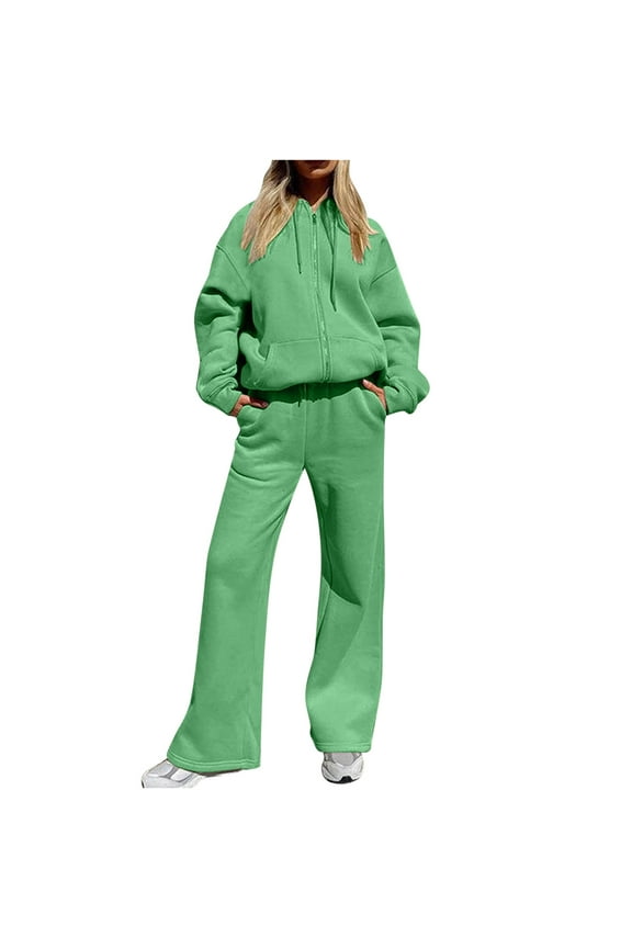 Sweat Suits for Women Clothes Jogging Suits Sweater Set Spring and Winter Coat Thickened Plush Long Pants Long Sleeved Hooded Set