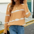 thumbnail image 1 of AOOCHASLIY Sweaters Fall Clothes Fall/Winter Ladies Pullover Print Knit Loose Top Striped Colorblock Crewneck Sweater, 1 of 5