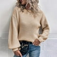 thumbnail image 1 of AOOCHASLIY Sweaters Fall Clothes Fashion Women Solid Color Sleeve Pullove Round-Neck Casual Sweater Tops, 1 of 5