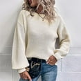 thumbnail image 1 of AOOCHASLIY Sweaters Fall Clearance Fashion Women Solid Color Sleeve Pullove Round-Neck Casual Sweater Tops, 1 of 5