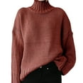 thumbnail image 1 of AOOCHASLIY Sweaters Fall Clearance Fashion Women Solid Long Sleeve Pullove Turtleneck-Neck Casual Sweater Tops, 1 of 5