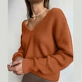 thumbnail image 1 of AOOCHASLIY Sweaters Fall Clearance Fashion Women's Casual Long Sleeved Solid Hedging Knitting V-neck Sweater, 1 of 5