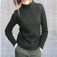 thumbnail image 1 of AOOCHASLIY Sweaters Fall Clearance Women Long Sleeve Solid Half High Collar Casual Loose Knitted Sweaters, 1 of 5