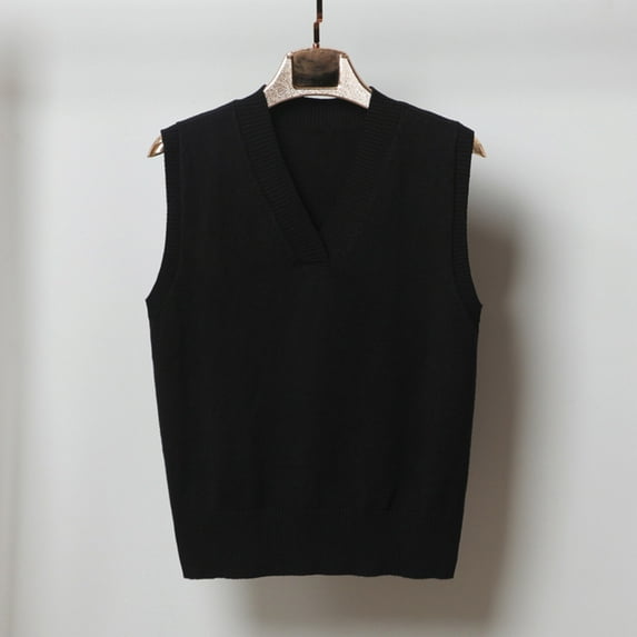 AOOCHASLIY Sweaters Fall Clearance Women's New Fall Winter Warm Keeping Fashion V-Neck Knitted Vest Overlapping Cuff Sweater Vest