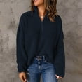 thumbnail image 1 of AOOCHASLIY Sweaters Fall Clearance Womens Casual Fashion Solid Color Sleeve V-Neck Ruched Pullover Blouse Tops, 1 of 5