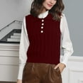 thumbnail image 1 of AOOCHASLIY Sweaters Fall Clothes Women's Fashion Top Sleeveless Sweater Knitting Turndown Collar Tank Top, 1 of 5