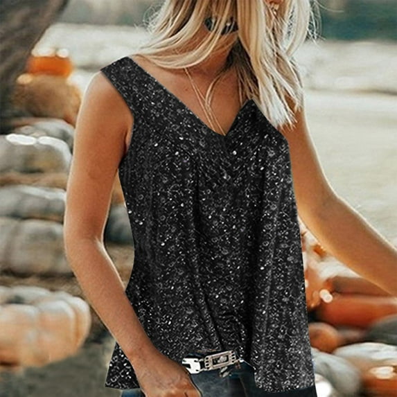 AOOCHASLIY Tee Shirts for Women Linen Tops V Neck Loose Sleeveless Blouse Vest