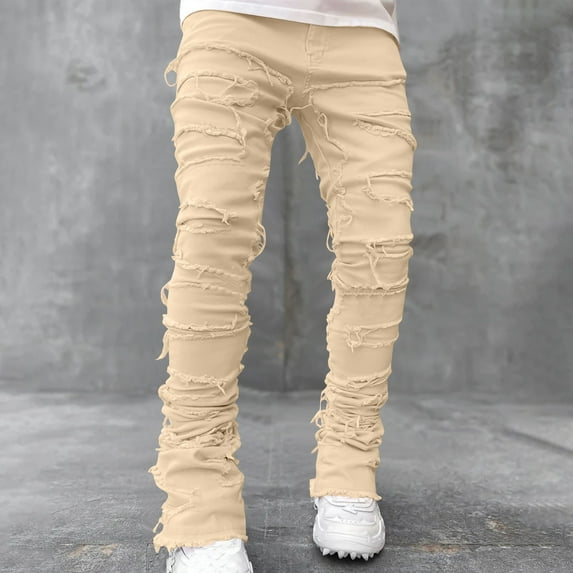 AOOCHASLIY Thanksgiving Day Men Pants Men Elastic Waist Casual Multi-pocket Sports Trousers Pants