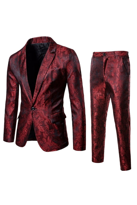 Thanksgiving Day Men Pants Mens Suit Slim 2-Piece Suit Blazer Business Wedding Party Jacket Coat & Pants