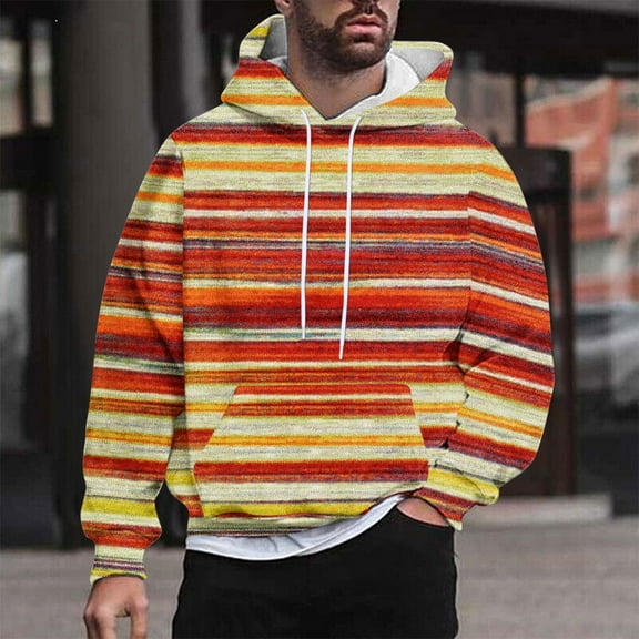 AOOCHASLIY Thanksgiving Day Men Tops Men Casual Fashion Hooded Sweatshirts Round Neck Print Pullover Long Sleeve Tops Sweatshirt