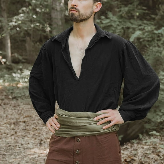 AOOCHASLIY Thanksgiving Day Men Tops Men Casual Fashion Solid Turn-down Collar Long Sleeve Pullover Shirt Blouse Tops