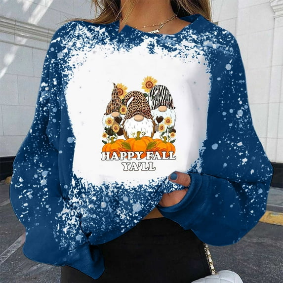 AOOCHASLIY Thanksgiving Day Women Tops Thanksgiving Day Fashion Women's Casual Long Sleeve Printed Ladies Sweatshirts Tops