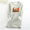 thumbnail image 1 of AOOCHASLIY Thanksgiving Day Women Tops Women's Printing Round Neck Thickened Plush Warm Long Sleeve Tops, 1 of 5