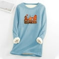 thumbnail image 1 of AOOCHASLIY Thanksgiving Day Women Tops Women's Printing Round Neck Thickened Plush Warm Long Sleeve Tops, 1 of 5