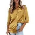 thumbnail image 1 of AOOCHASLIY Tops Valentine's Day Women's Blouse Satin Silk Shirts Shirts Casual Loose Long Sleeve Office Work Tunic Tops, 1 of 9